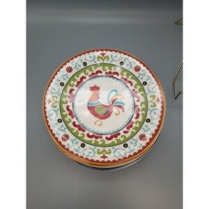 222 Fifth Lunch Plate Rooster Suzani Orange Rim Desert Salad Replacement
